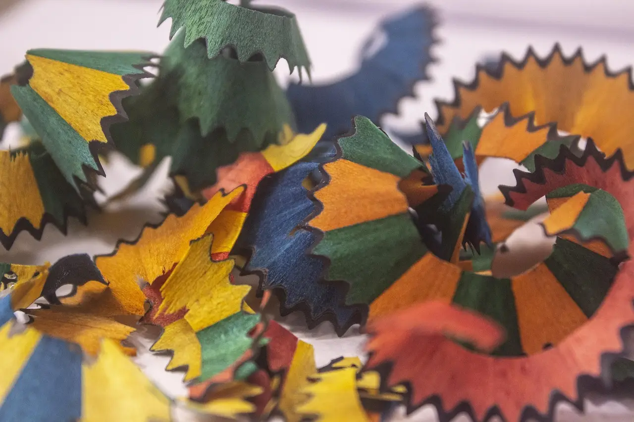 trash, pencil, pencil sharpener, colored, shavings, waste, recycle, colorful, wood, colors